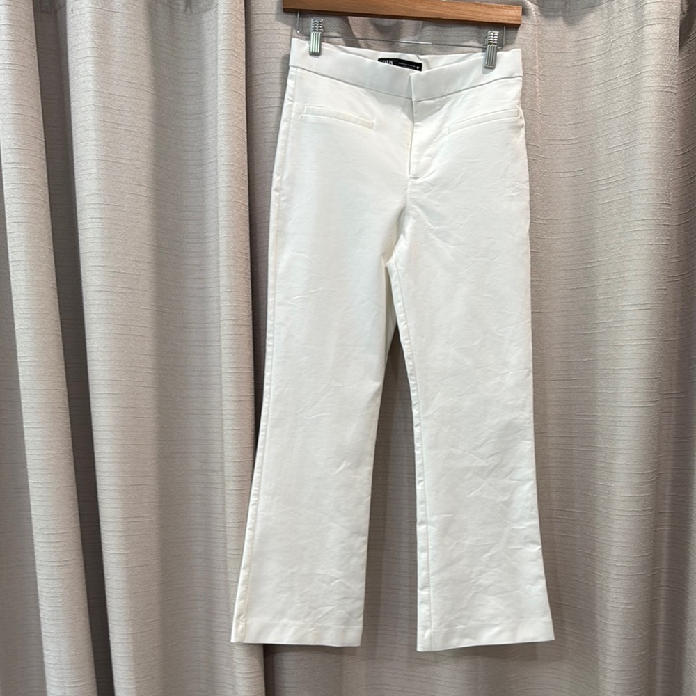 Zara Crisp White Cropped Trousers